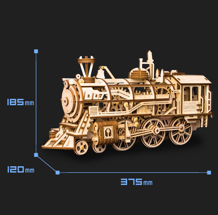 3D Wooden Mechanical Train Model - zipzapproducts