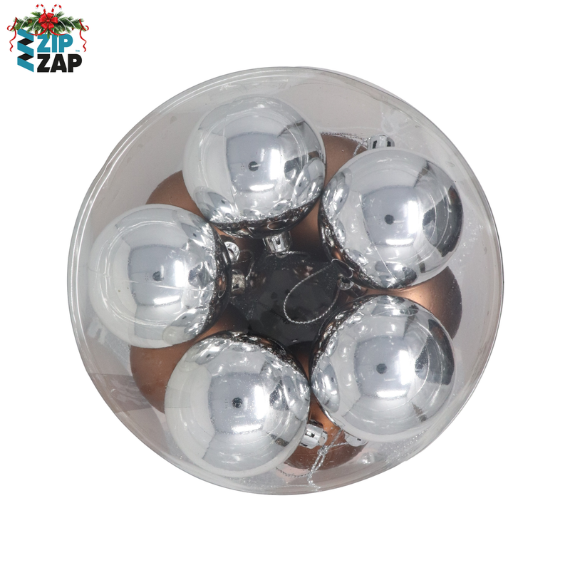 25 Piece Christmas Silver and Bronze Baubles - zipzapproducts