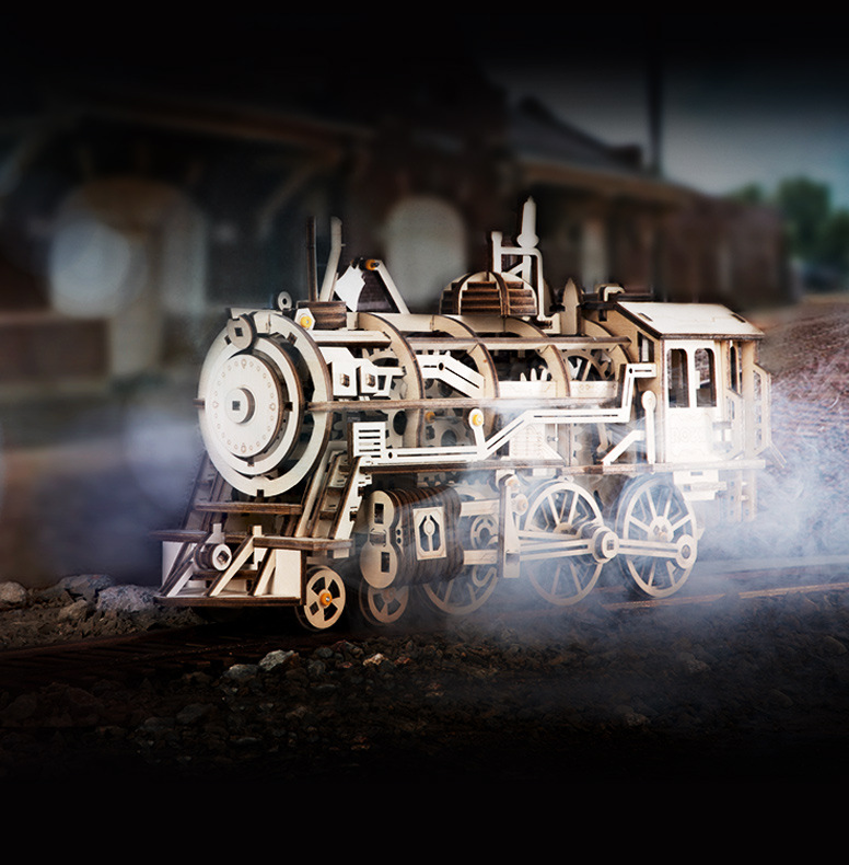 3D Wooden Mechanical Train Model - zipzapproducts