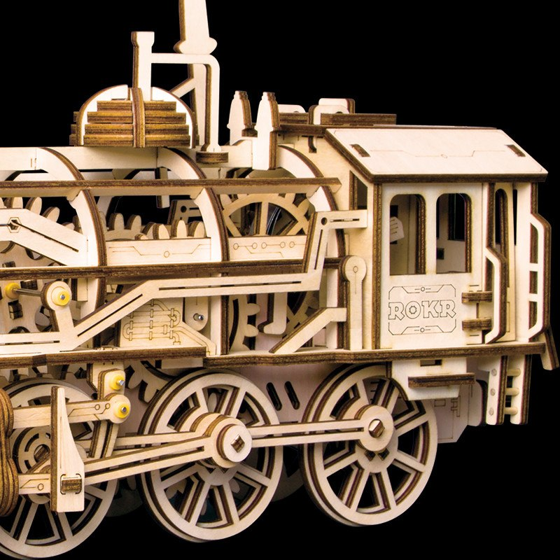 3D Wooden Mechanical Train Model - zipzapproducts