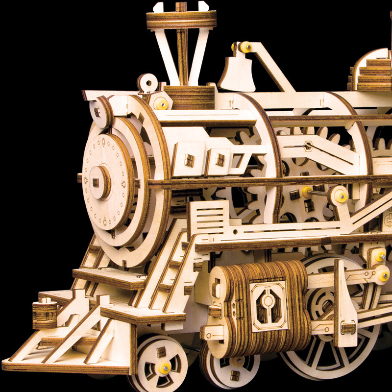 3D Wooden Mechanical Train Model - zipzapproducts