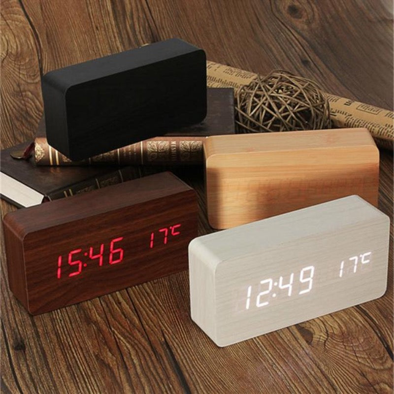 Multi-Function Wooden LED Alarm Clock - zipzapproducts