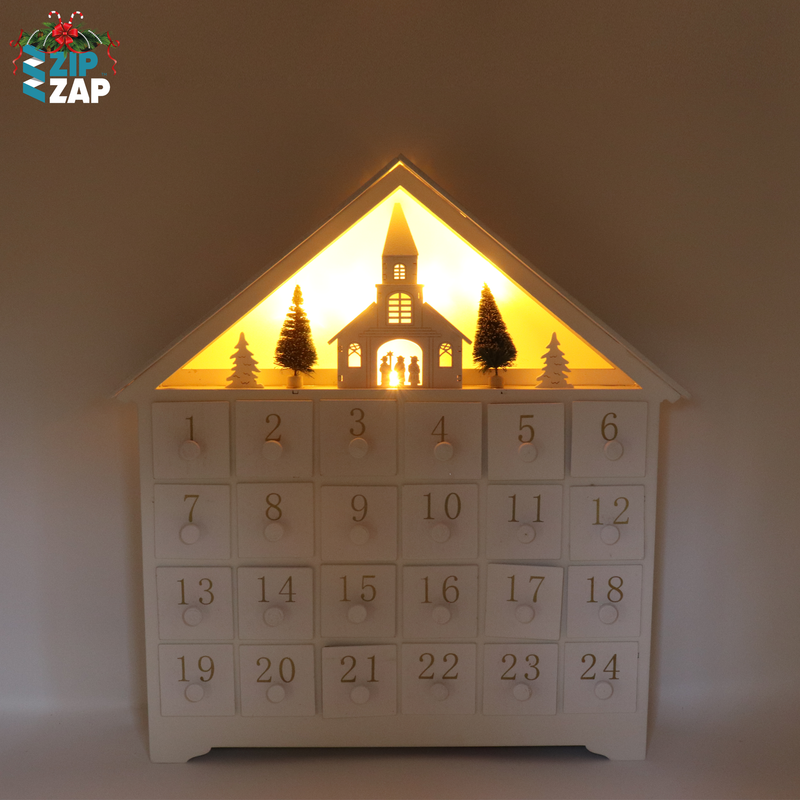 White Illuminated Advent Calendar - zipzapproducts