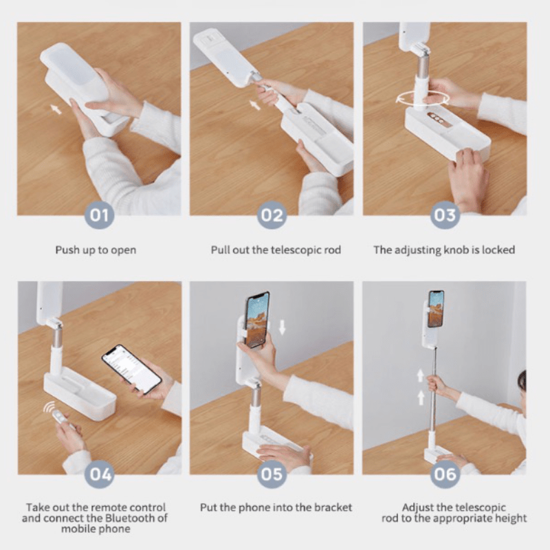 Extendable Selfie Stand with 360° Folding Light - zipzapproducts