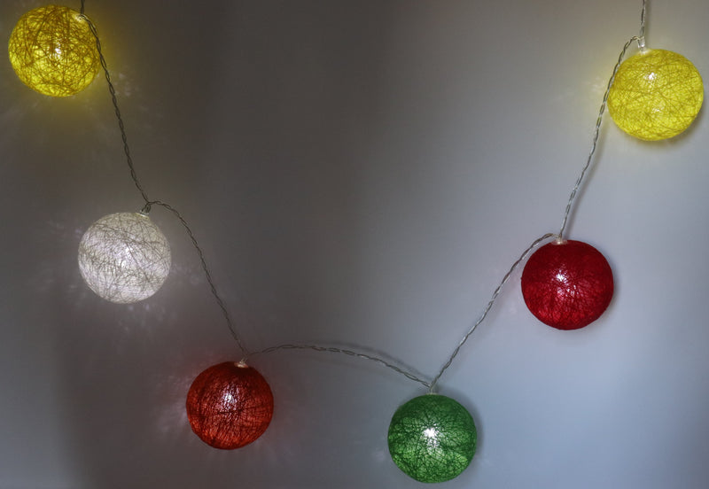 Multi Coloured Cotton Ball Light Set - zipzapproducts