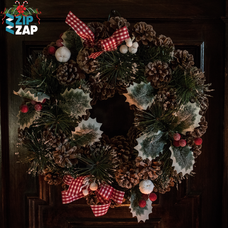 16" Pine Cone & Holly Christmas Wreath - zipzapproducts