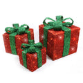 Illuminated Red & Green Christmas Gift Boxes - zipzapproducts