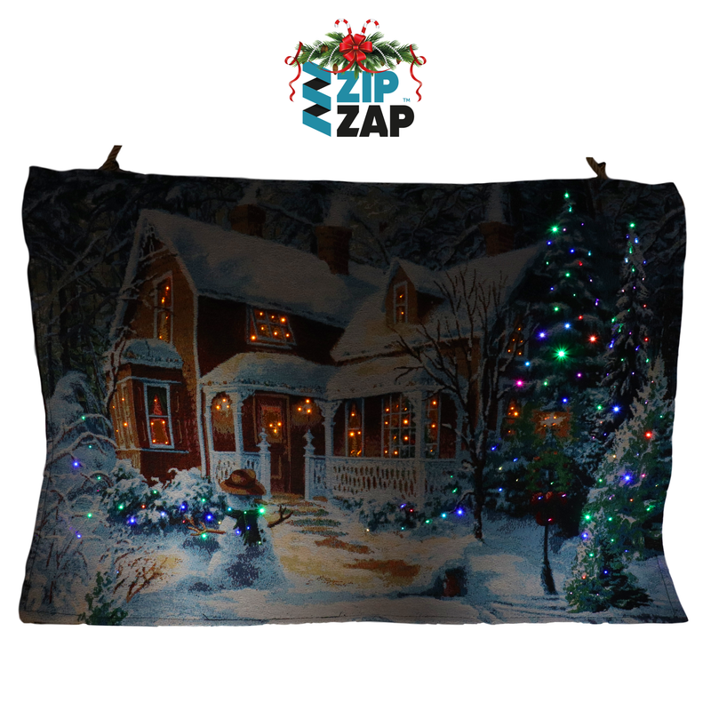 Fibre Optic Light up Hanging Tapestry- Snowman Christmas - zipzapproducts