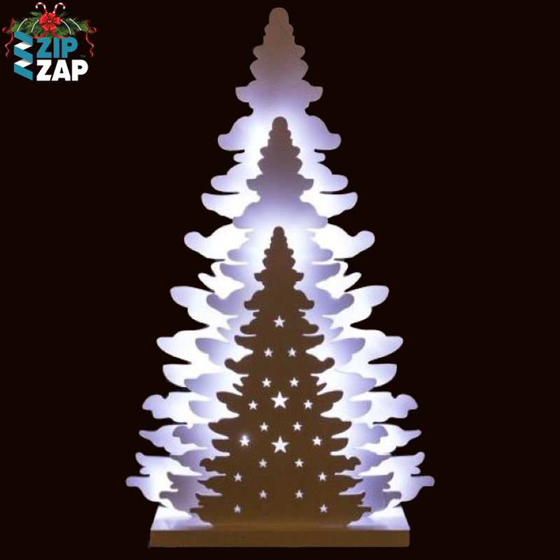 14" high White 3 Layer illuminated Christmas Tree - zipzapproducts