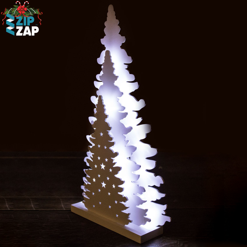 14" high White 3 Layer illuminated Christmas Tree - zipzapproducts