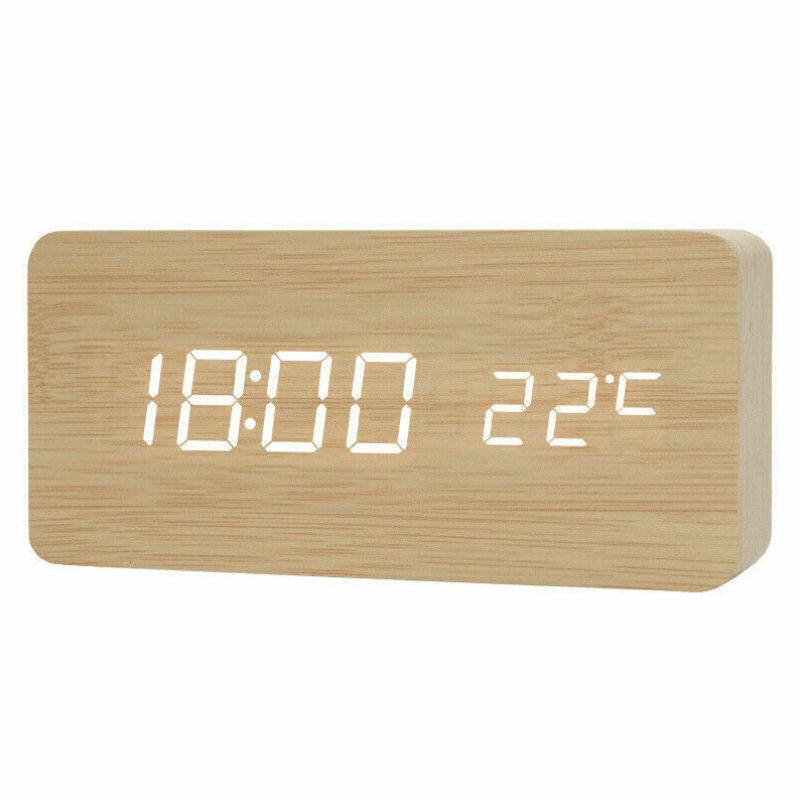 Multi-Function Wooden LED Alarm Clock - zipzapproducts