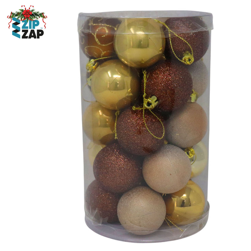 25 Piece Christmas Gold and Bronze Bauble set - zipzapproducts