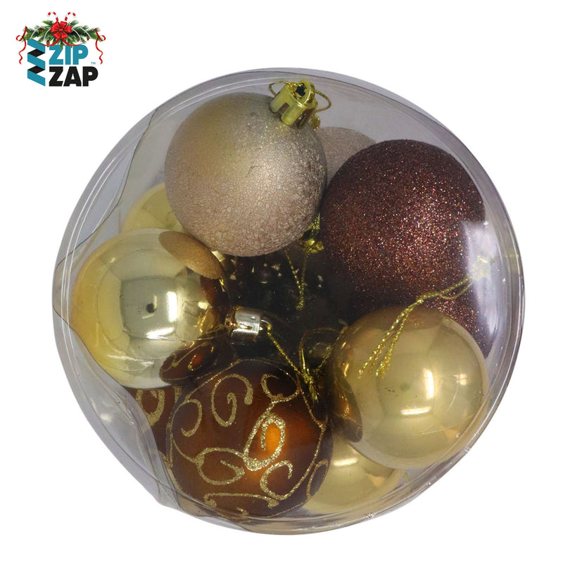 25 Piece Christmas Gold and Bronze Bauble set - zipzapproducts