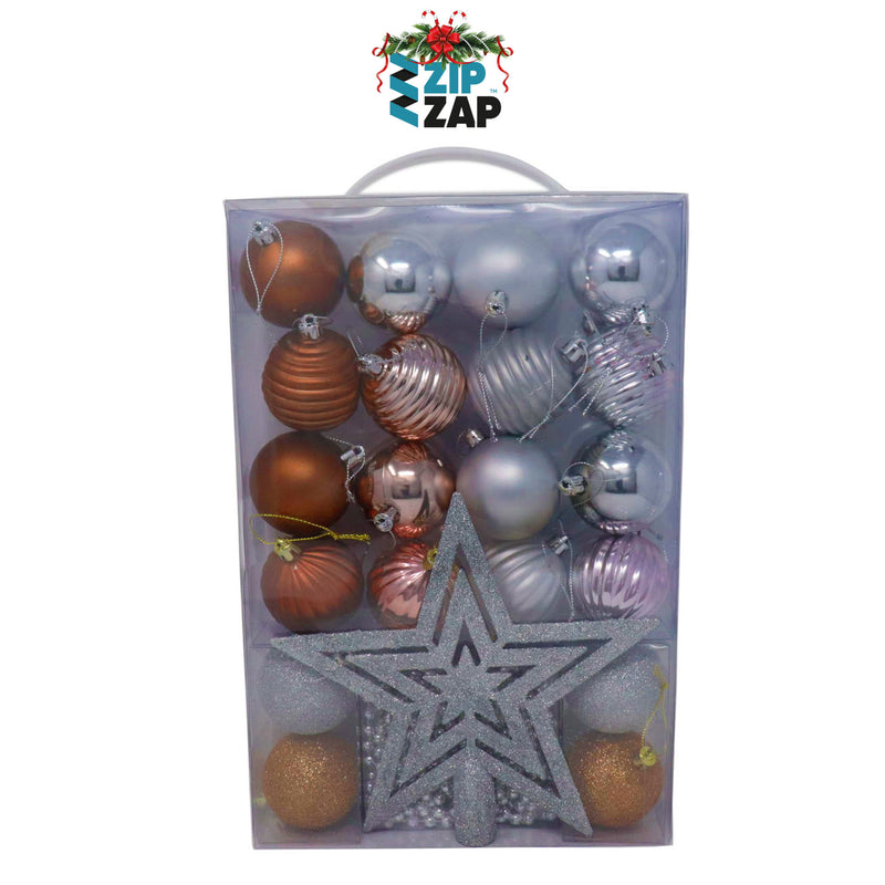 26 Piece Christmas Tree Silver and Bronze Decoration Pack - zipzapproducts