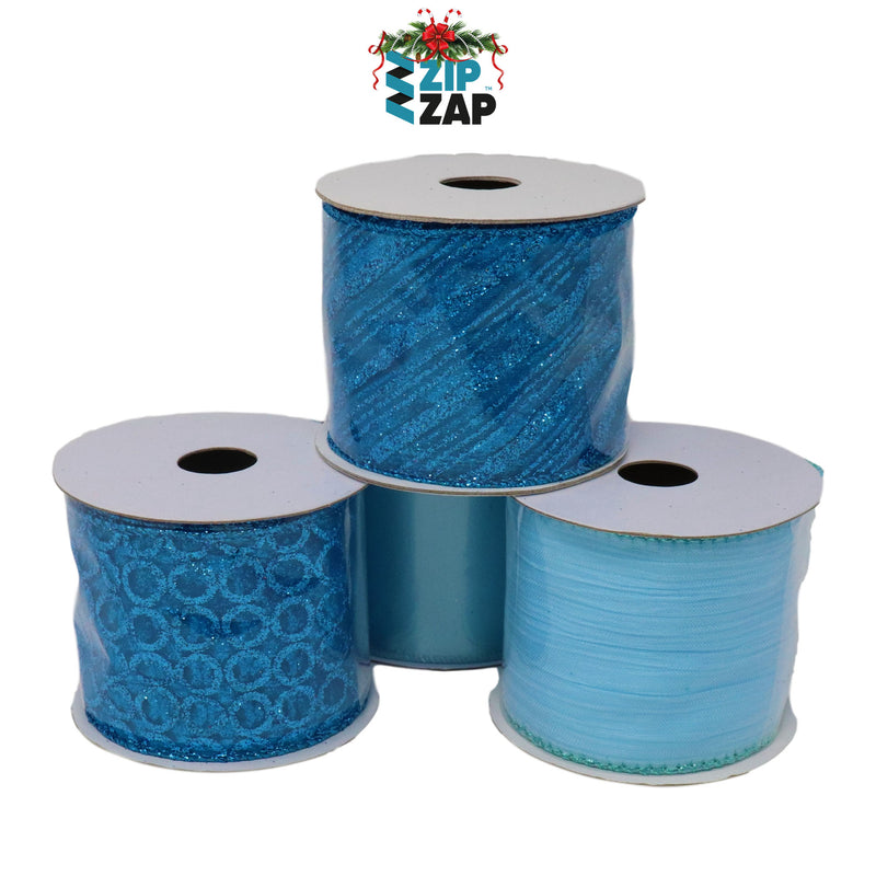 Metallic Blue Organza Ribbon - zipzapproducts