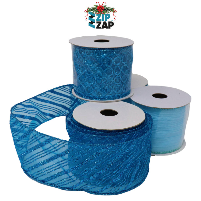 Metallic Blue Organza Ribbon - zipzapproducts