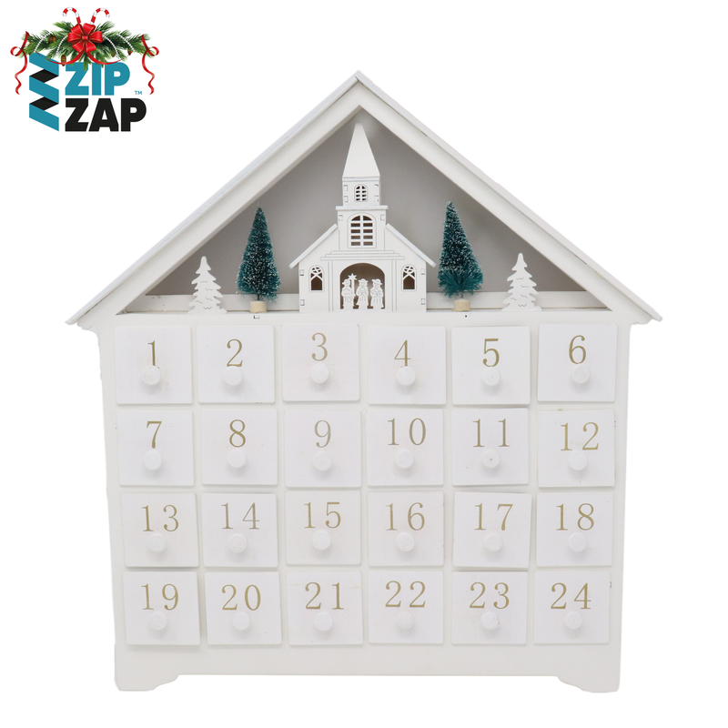 White Illuminated Advent Calendar - zipzapproducts