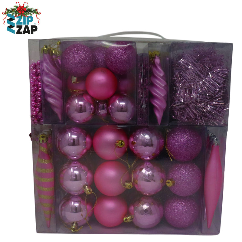 60 Piece Pink Bauble Set - zipzapproducts