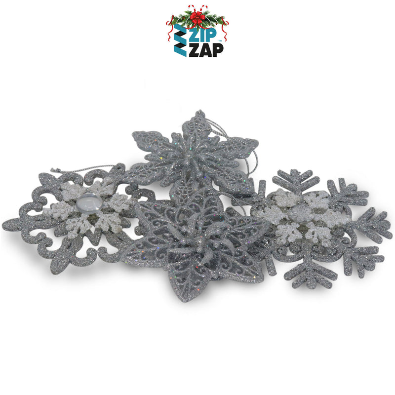 Silver Glitter Snowflakes - zipzapproducts