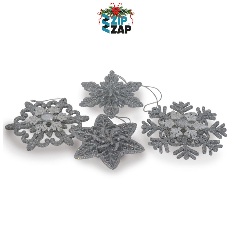 Silver Glitter Snowflakes - zipzapproducts