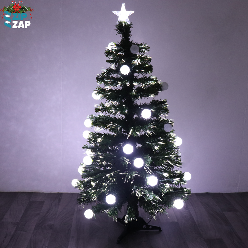 Fibre Optic Christmas Tree With White LED Balls - zipzapproducts