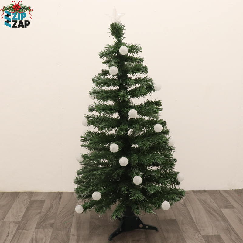 Fibre Optic Christmas Tree With White LED Balls - zipzapproducts