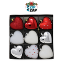 9 Piece Heart Shaped Bauble Set - zipzapproducts
