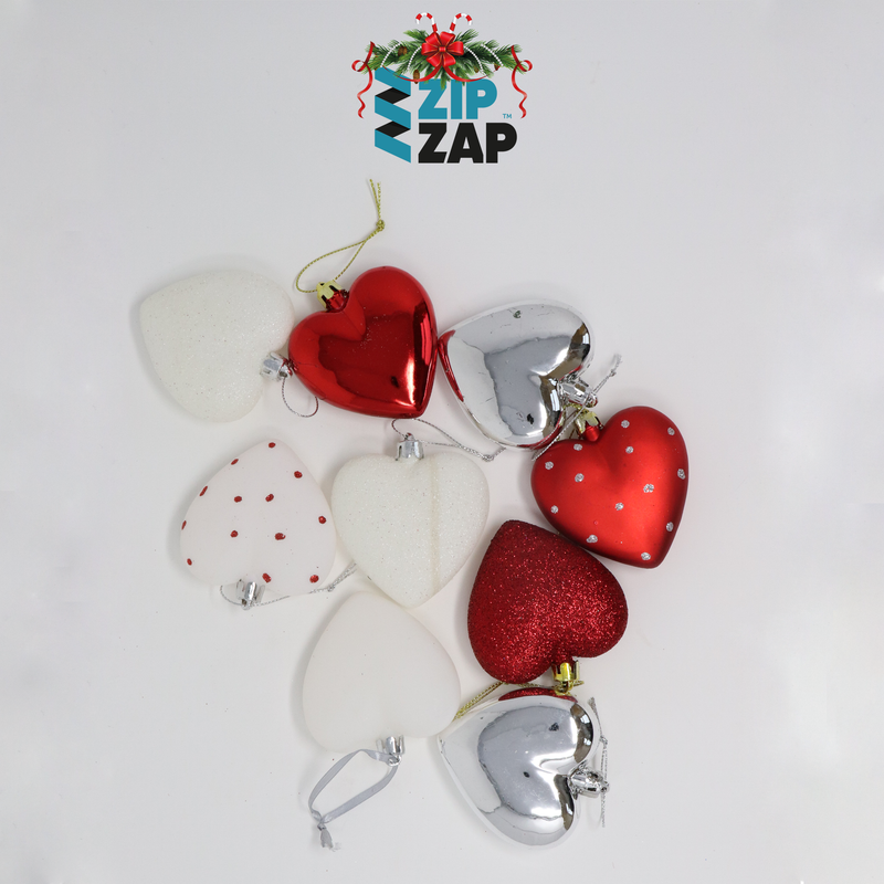 9 Piece Heart Shaped Bauble Set - zipzapproducts