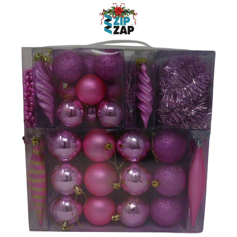 60 Piece Pink Bauble Set - zipzapproducts