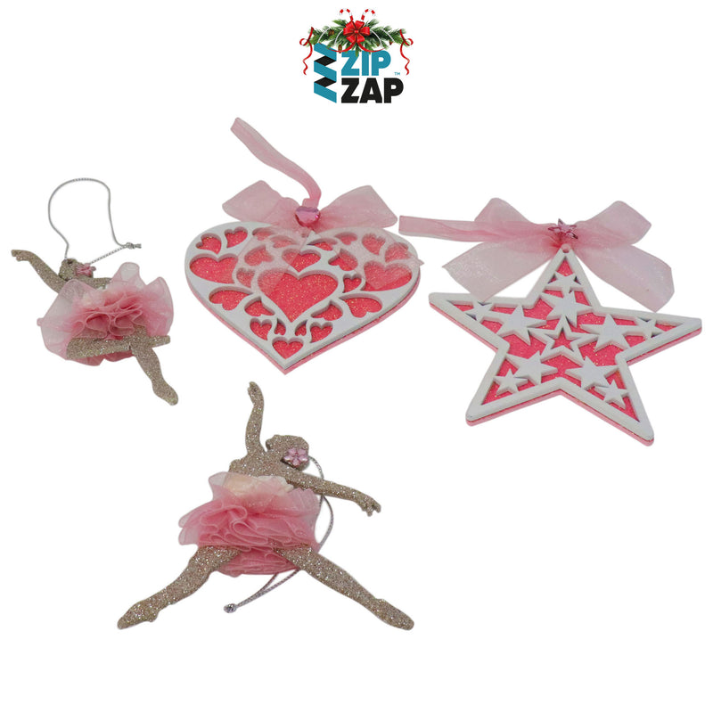 White and Pink Christmas Decorations - zipzapproducts