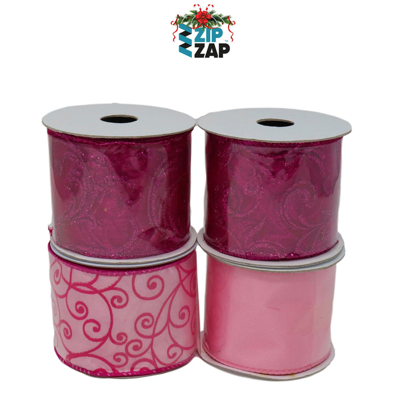 Metallic Pink Organza Ribbons - zipzapproducts