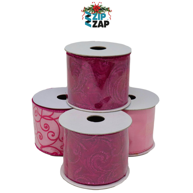 Metallic Pink Organza Ribbons - zipzapproducts