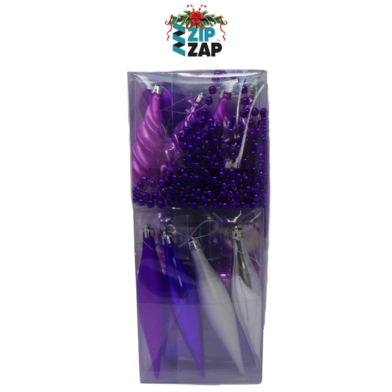 60 Piece Purple Christmas Bauble Set - zipzapproducts