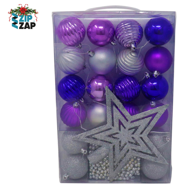 26 Piece Pink, Purple & Silver Bauble Christmas Set - zipzapproducts