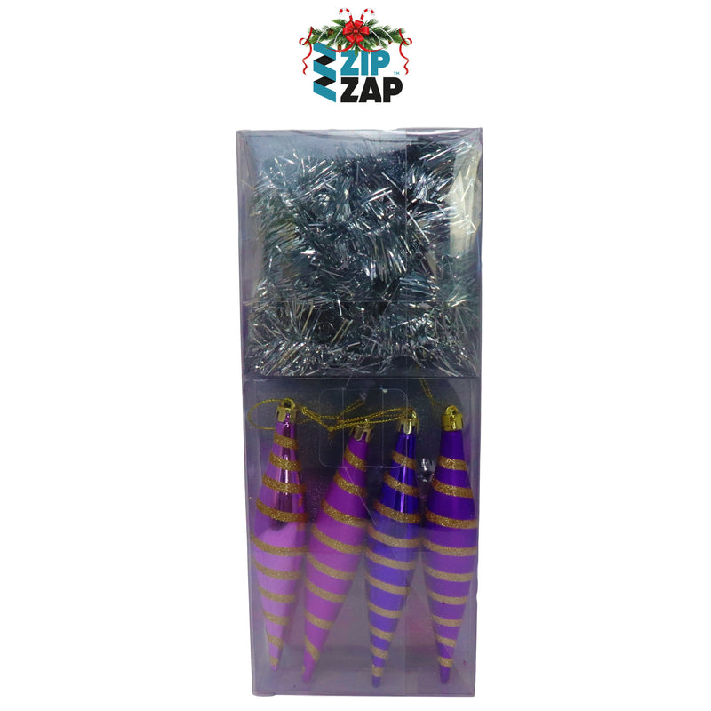 60 Piece Purple Christmas Bauble Set - zipzapproducts