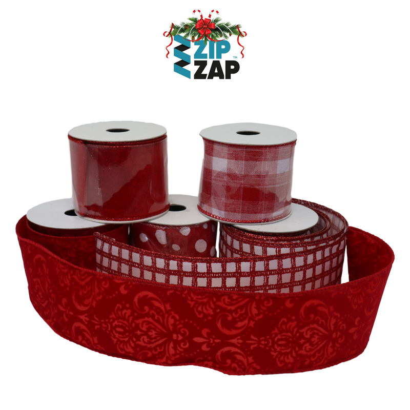 Red & White Organza Ribbon - zipzapproducts