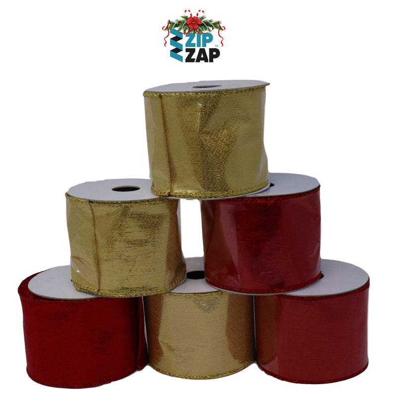 Red & Gold Organza Ribbon - zipzapproducts