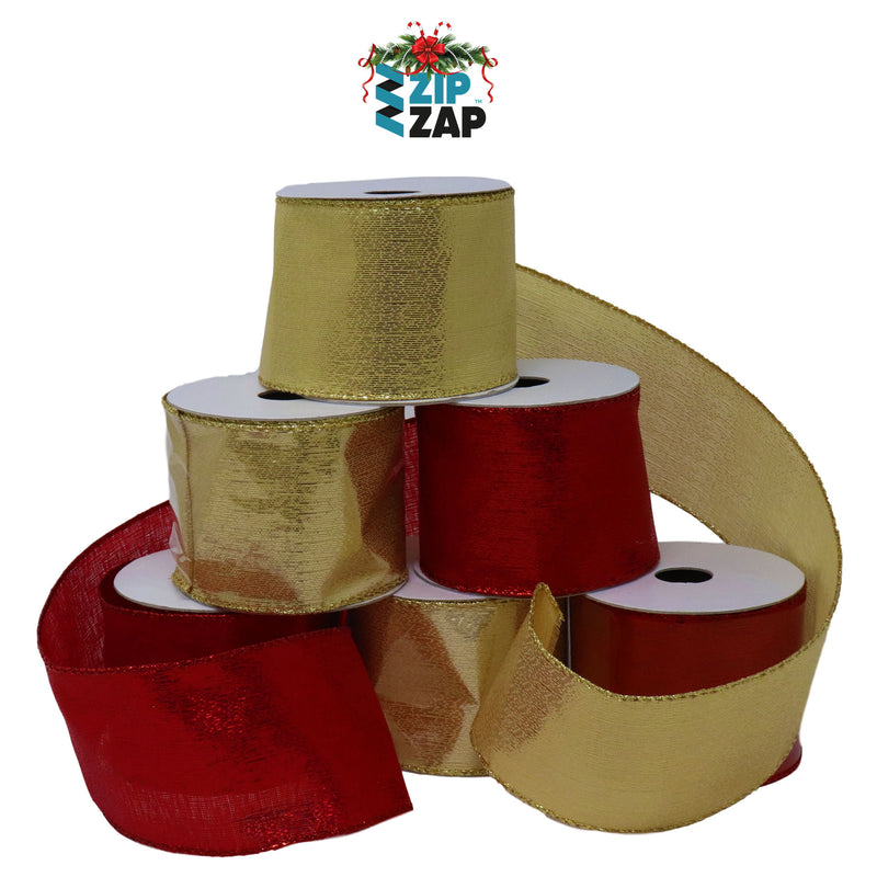 Red & Gold Organza Ribbon - zipzapproducts