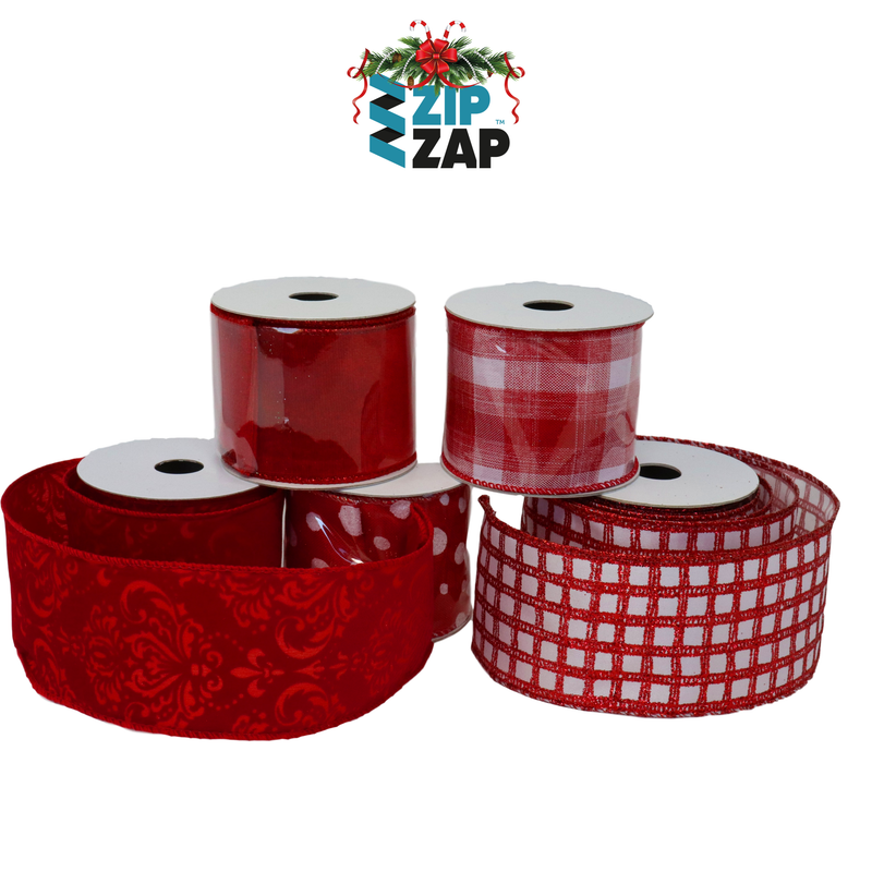 Red & White Organza Ribbon - zipzapproducts