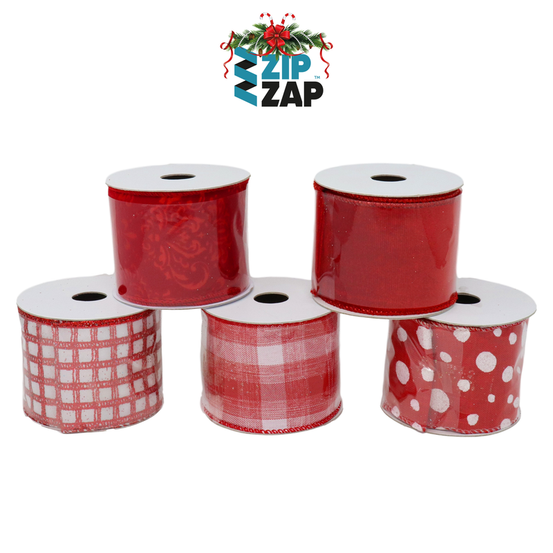 Red & White Organza Ribbon - zipzapproducts