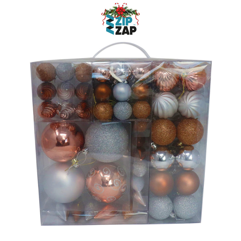 75 piece Silver and Bronze Bauble Set - zipzapproducts