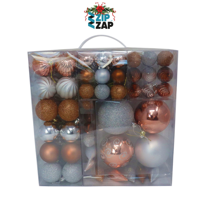 75 piece Silver and Bronze Bauble Set - zipzapproducts