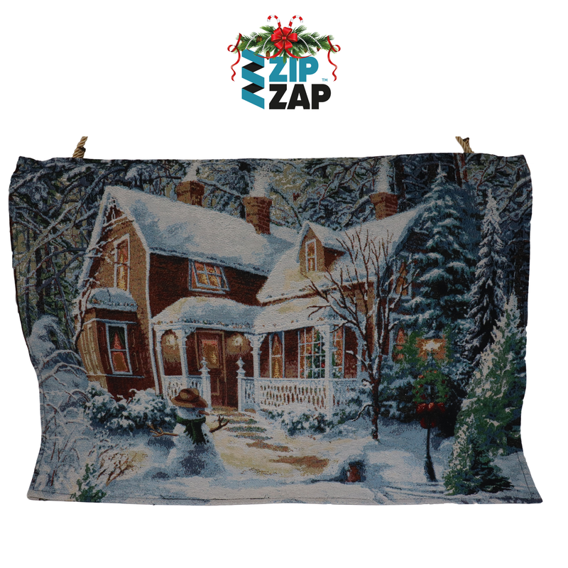 Fibre Optic Light up Hanging Tapestry- Snowman Christmas - zipzapproducts