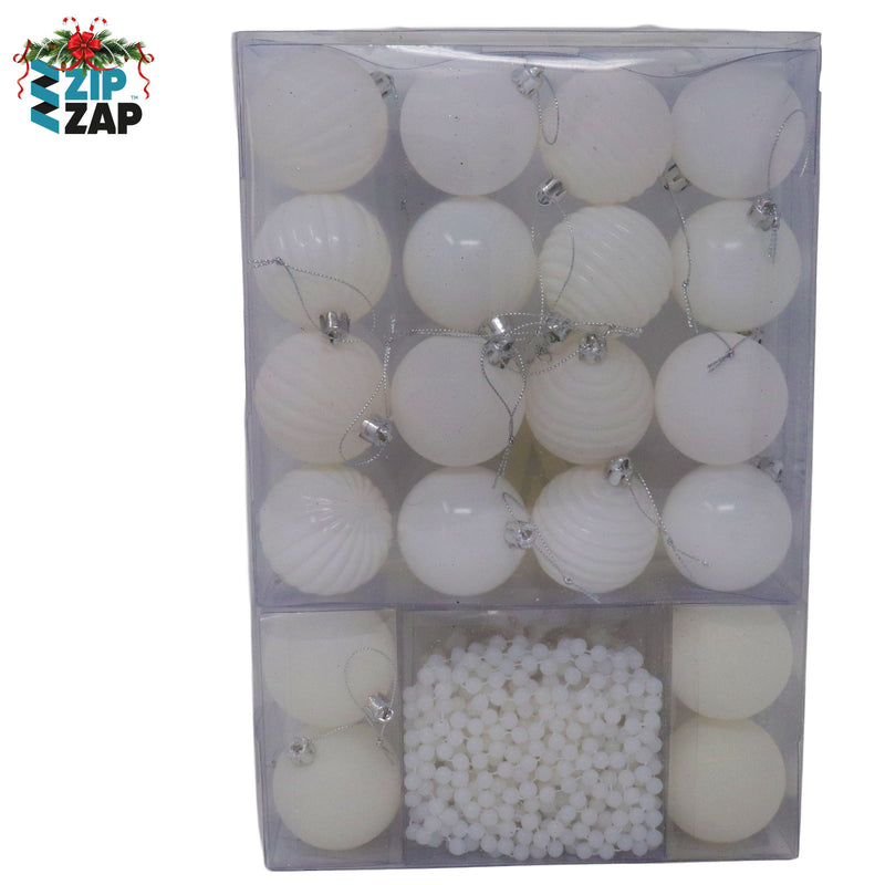 26 Piece White Christmas Baubles - zipzapproducts