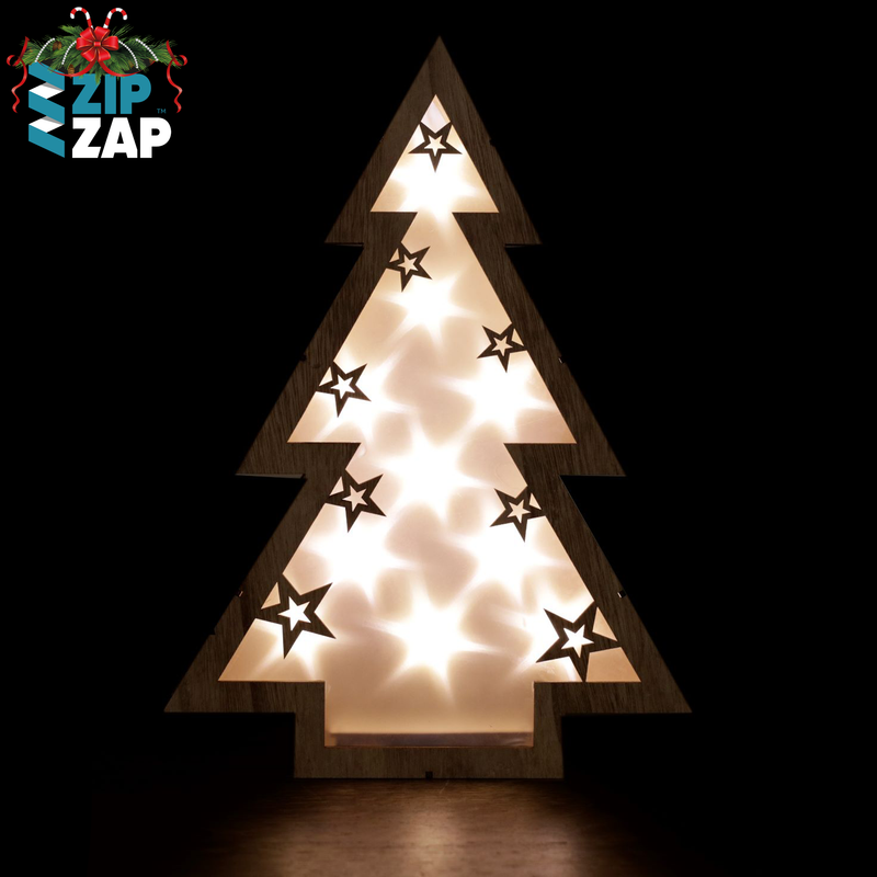 Illuminated Wooden Table Top Christmas Tree - zipzapproducts