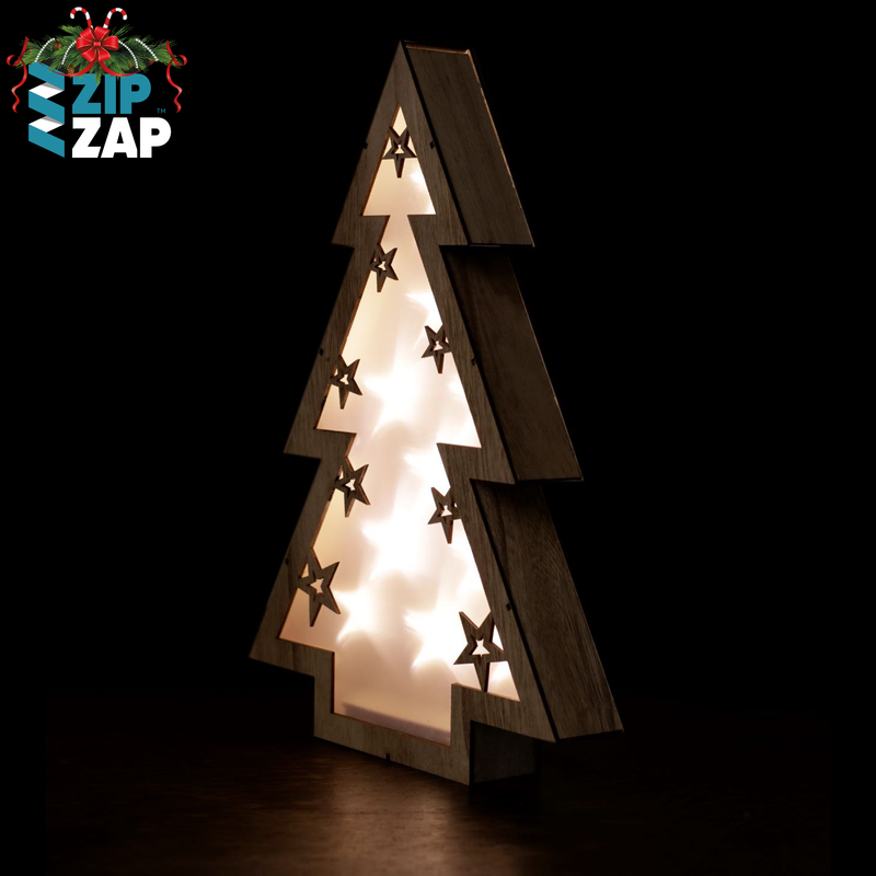 Illuminated Wooden Table Top Christmas Tree - zipzapproducts