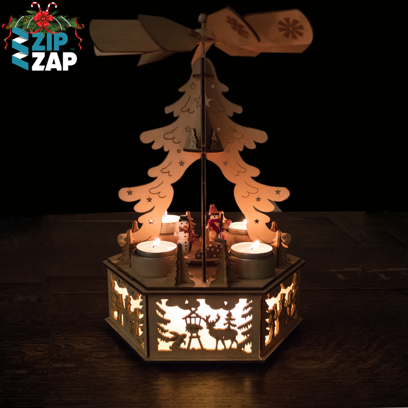 Wooden Christmas Tree Tea Lights - zipzapproducts