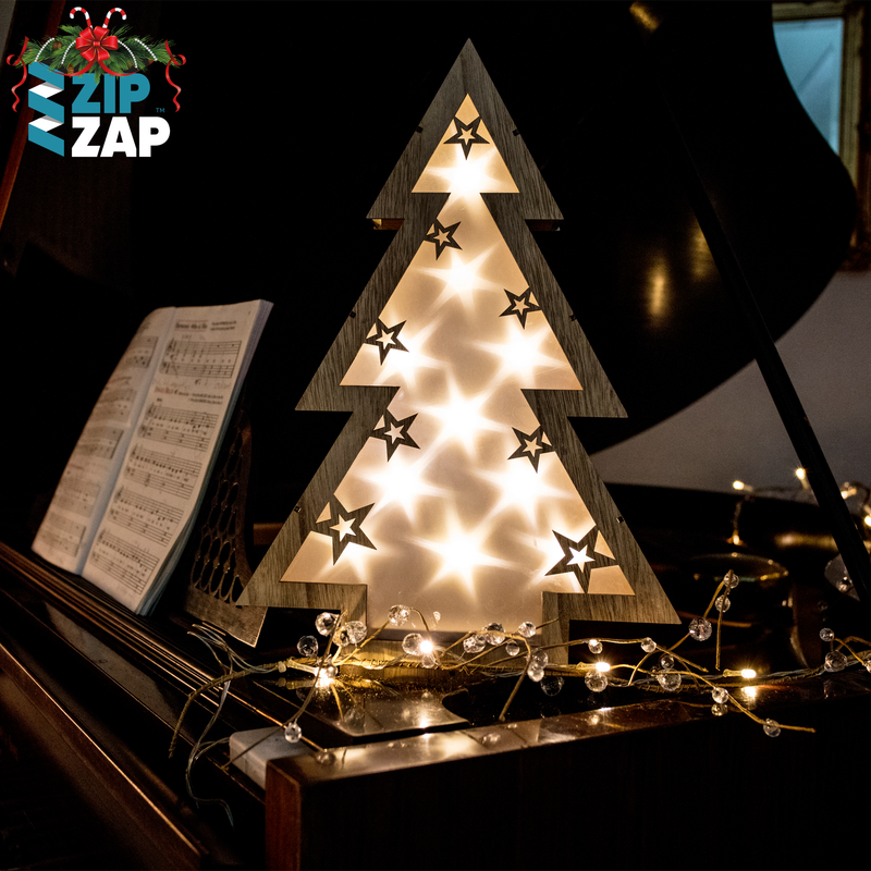 Illuminated Wooden Table Top Christmas Tree - zipzapproducts